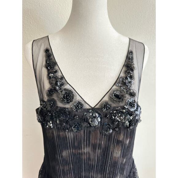 NWT BCBGMAXAZRIA BLACK GULLY TULLE‎ LACE SEQUINS DRESS NST6N932-001 SIZE 8 - Picture 6 of 11